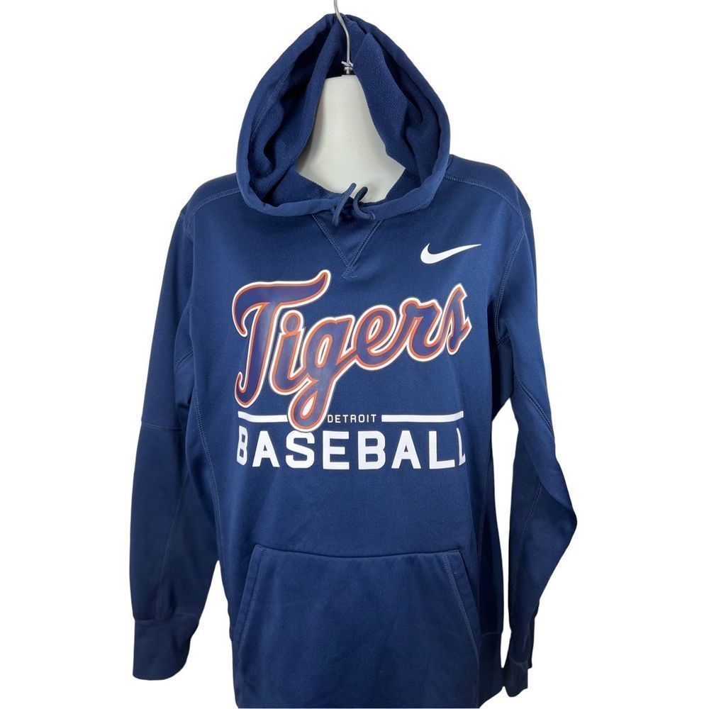 Detroit Tigers Baseball Nike Dri-Fit Hoodie Sweatshirt Size Mens Small Womens M